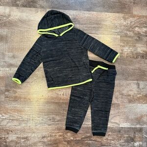 Jumping Beans Fleece Hooded Sweatshirt Jogger Set Grey Black Lime Green 24 Month